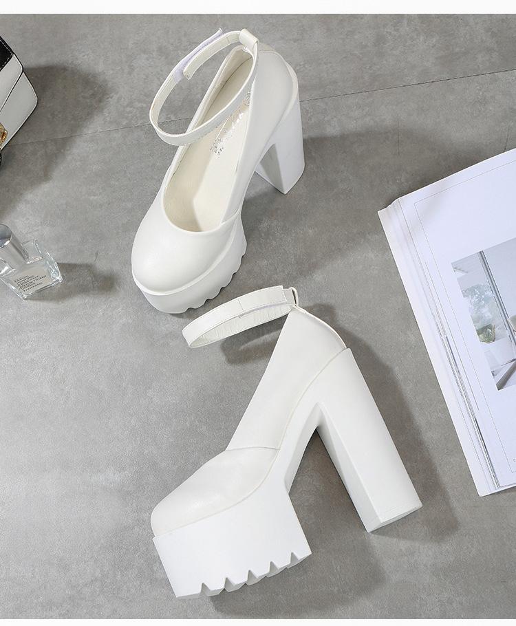 Women Slingback Pumps 15CM High Heel Waterproof Platform Peep Toe Shoes Chunky Block Heel Sandals