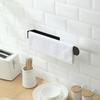 37CM Adhesive Towel Bar No Drilling Stainless Steel Towel Holder Rack Modern Design Matte Black Storage Organizer for Bathroom