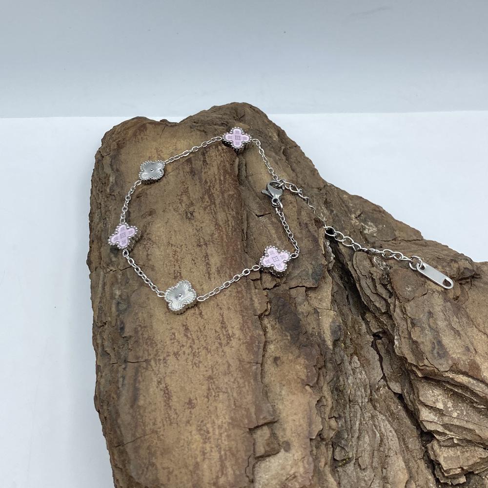 9MM Titanium Steel Clover Between Batch Flower 5 Flower Bracelet Star Pattern Lucky Clover Bracelet