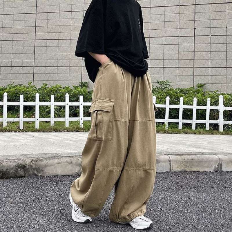 Casual Oversize Cargo Pants Men Streetwear Solid Harajuku Loose Straight Trousers Wide-leg Baggy Pants for Man