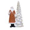 LED Light Up Christmas Tree with Santa Resin Standing Santa Claus Figure with Lighted Tree Figurine for Indoor Tabletop Holiday Decoration