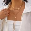 Luxury Aesthetic Hip Hop Irregular CCB Pearl Strand Necklace Fashion Y-Shaped Round Tassel Choker