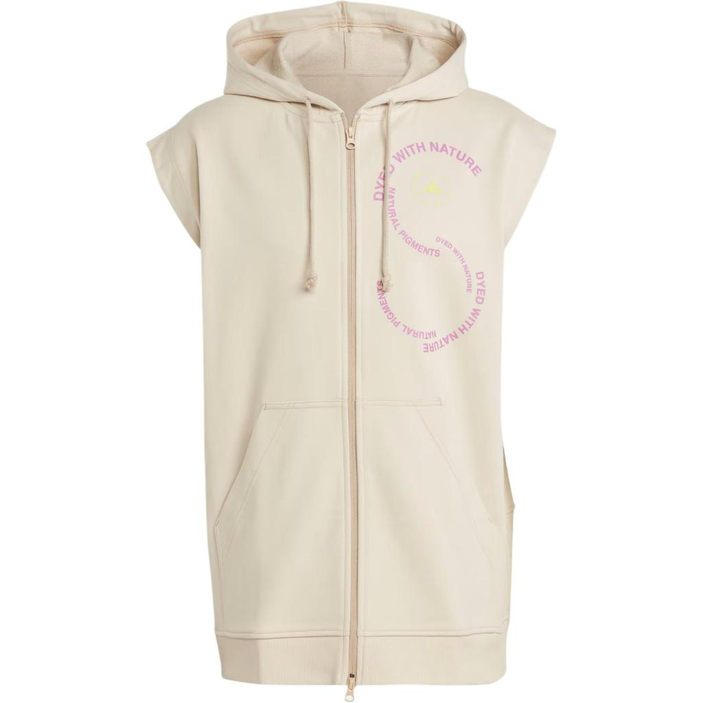 Adidas X Stella McCartney Letter Print Zip-Up Sleeveless Hoodie Unisex Tops Magic-Light-Brown IA7717