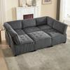 Modular 6-Seater Sofa, Corduroy, Ergonomic, Storage Pockets, Combinable As U-Shape/L-Shape/Sofa Bed, Wood and Metal Structure, Easy Assembly, Grey