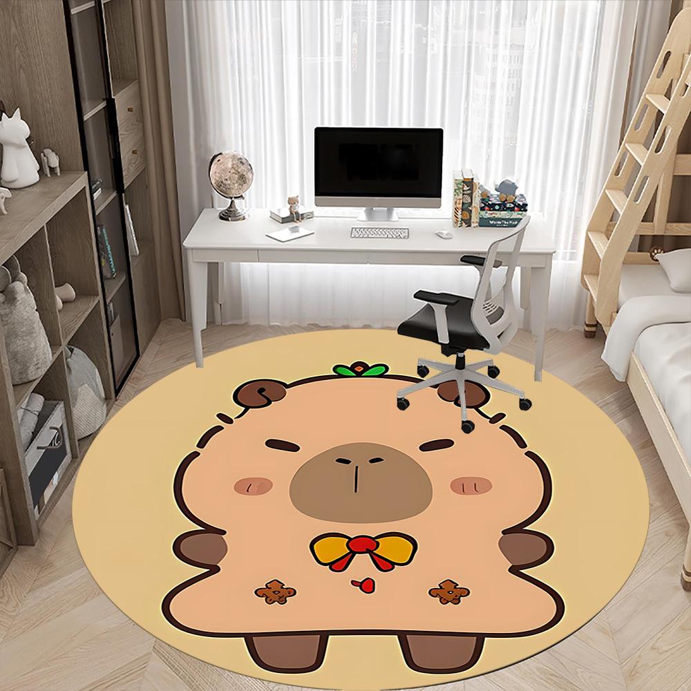 1pc Capybara Gingerbread Man Chair Carpet for Office, Soft Flannel Throw Mat, Perfect for Office, Holiday Party Decoration Choice Yy260209036