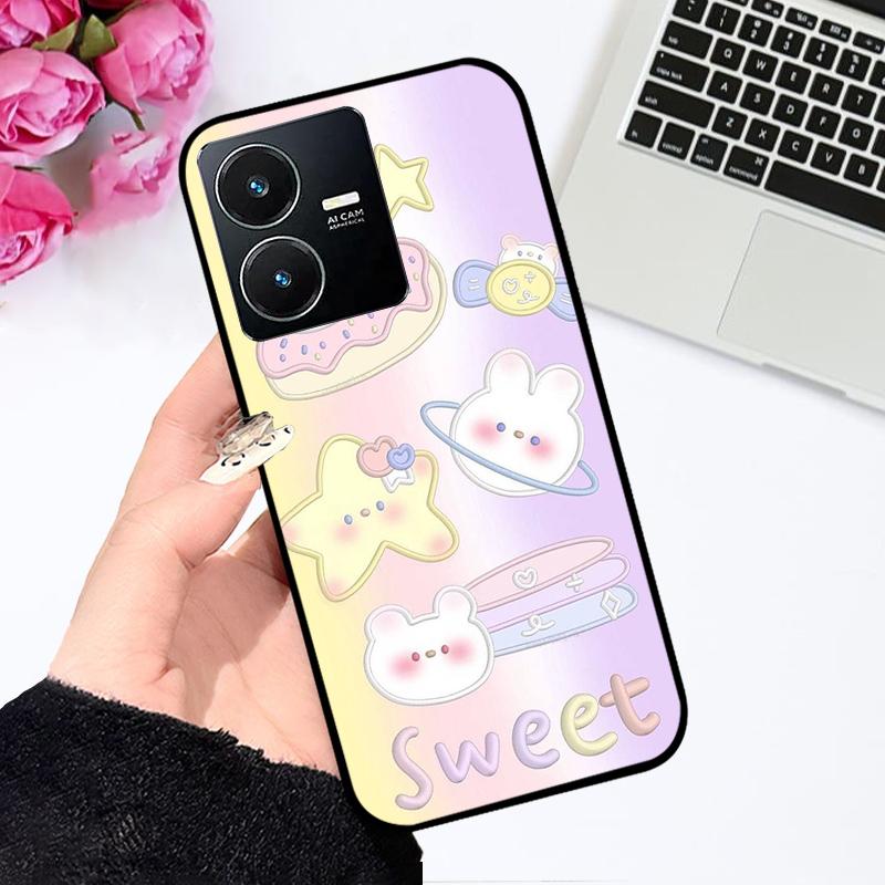 Pour Vivo Y22 4G Coque V2207 V2206 Y22s Impression Couleur Mat TPU Silicone Souple Housse de Téléphone Pour Vivo Y35 4G Pare-chocs Anti-choc Fundas