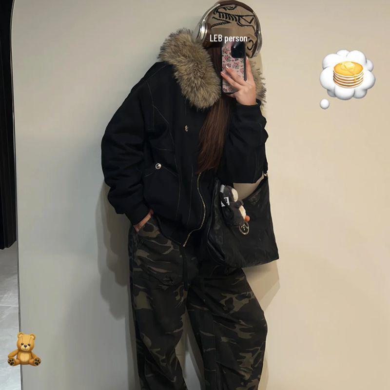 2025 Women's Fleece-Lined Cotton Workwear Jacket - Thick, Warm Winter Outerwear