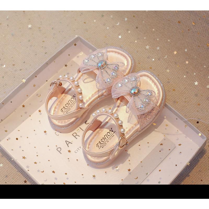 New bow diamond soft sole cute princess sandals for girls