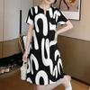 ZANZEA Women Casual V-Neck Summer Short Sleeve Print Dress