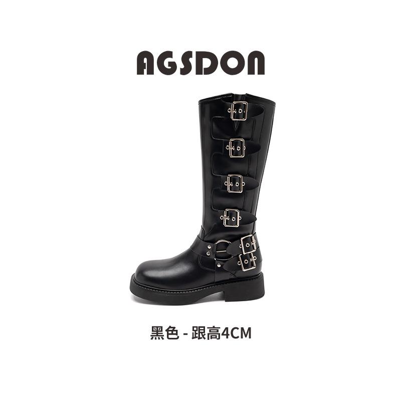 

Сапоги Augustine женские 2025 новые осенне-зимние в стиле вестерн ковбойские ретро британская мода уличные рыцарские сапоги 40