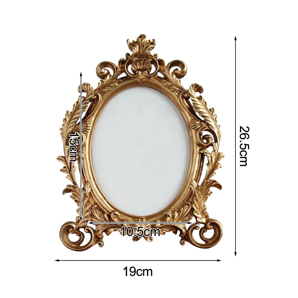 Gold Vintage Style Oval Resin Photo Frame for Elegant Display of Photos on Desk or Bookshelf Sizes 6 Inch 7 Inch 8 Inch