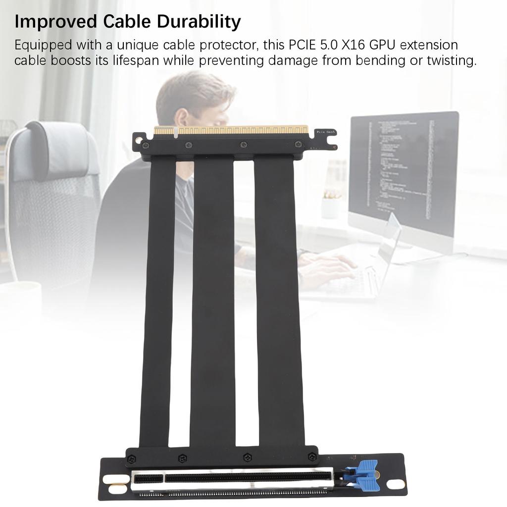 PCIe 5.0 X16 Riser Cable 90 Degree Right Angle 128Gbps Shielded PCIE 5.0 X16 GPU Extension Cable for PC Case Server ITX