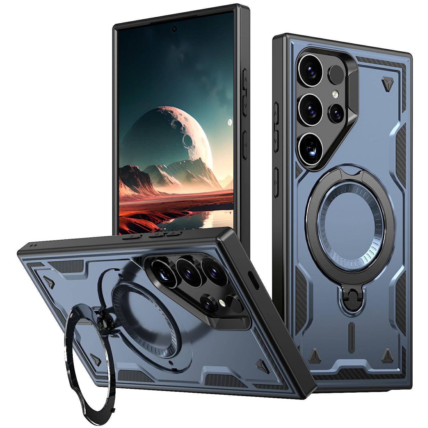 

For Samsung Galaxy S25 Ultra Magnetic Case Military Protection PC+TPU Kickstand Phone Cover F