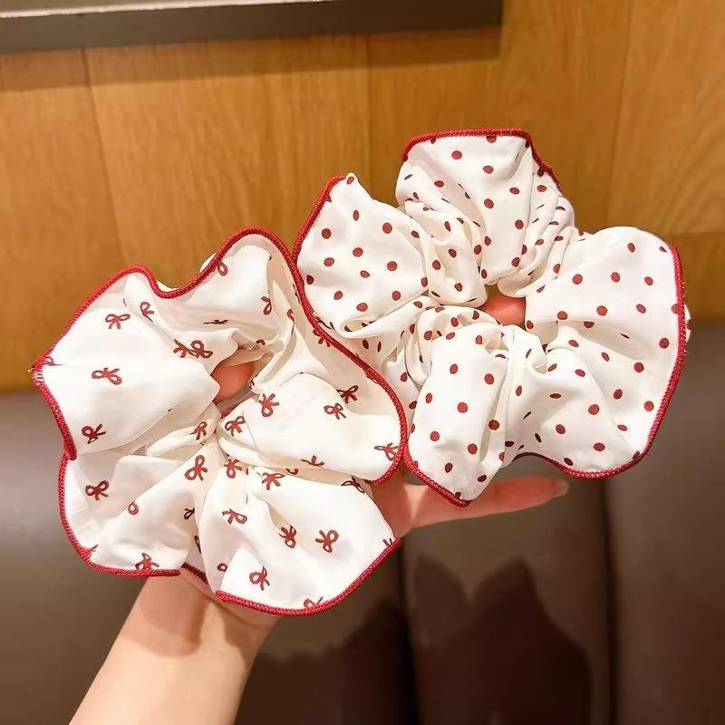 1pcs New Red Luxury Sweet Polka Dot Ponytail Hairband with Bun Hair Tie for Cute Bun Hairstyles - Premium Hair Accessories