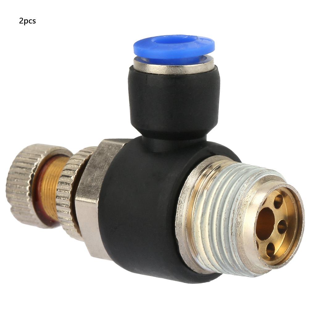 2pcs Tube Air Flow Speed Controller Pipe Pneumatic Fitting Regulator Valve SL6 04