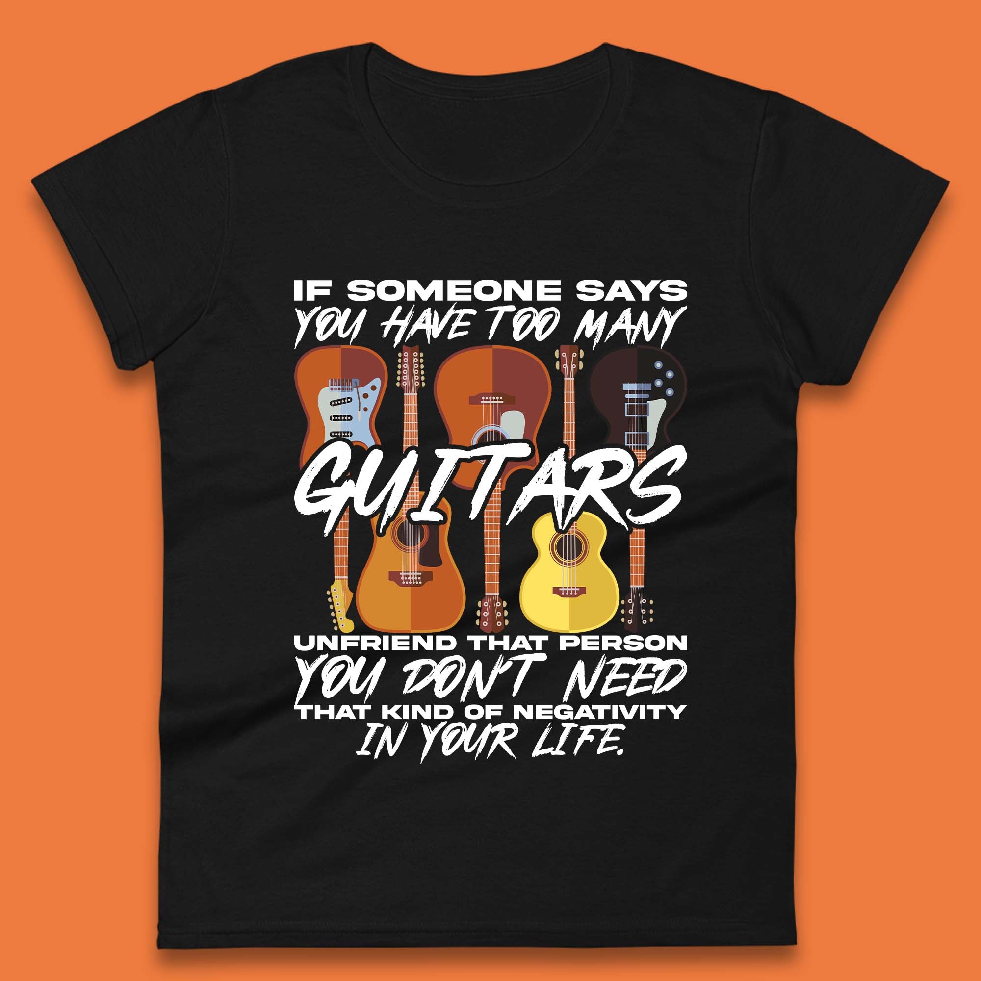 Too Many Guitars Womens T-Shirt Mens Tops Tees Unisex 2XL
