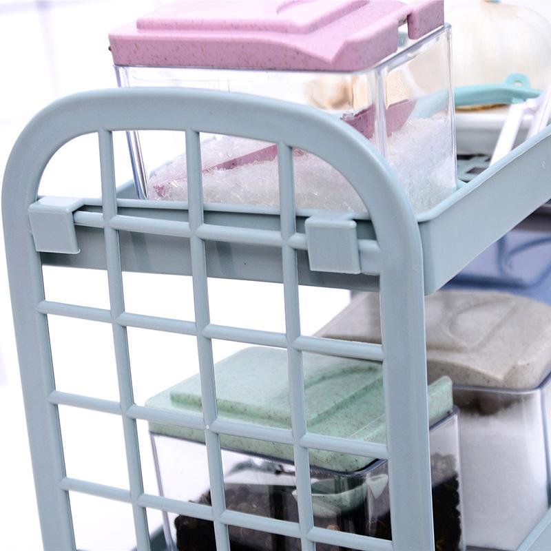 Zweischichtiges Ausgeschnittenes Kunststoffregal Desktop Küchenorganizer Badezimmer Zweischichtiges Make-up-Aufbewahrungsregal