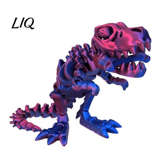 Dinosaur Figure Toy 3D Printed Figure, Movable Joints Smooth Opening Decoration, Desktop Ornament Gradient Metallic Texture Mini Bone Accessories