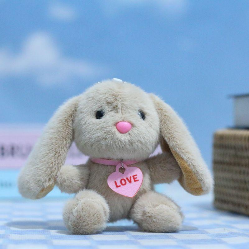 Plush Charming Pink Bunny Keychain Fluffy Heart Decor Soft Toy For Kids Adults And