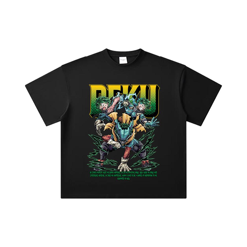 260 GSM Double Yarn 32 Count 100% Cotton My Hero Academia V15 Deku Print Unisex Heavy Cotton T Shirt