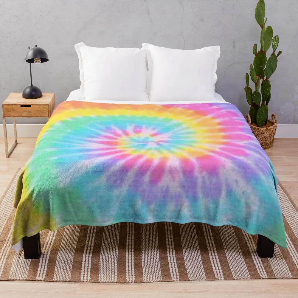 Tie Dye Colourful Flannel Throw Blanket Abstract Art Blanket Lightweight Super Soft for Bed Sofa Couch Decor for Kids Boys Girls