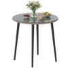 Garden Table Steel Buffet Table with Steel Frame, PE Rattan Edge, Adjustable Feet, for 4 People, 80 X 80 X 74 Cm, Gray