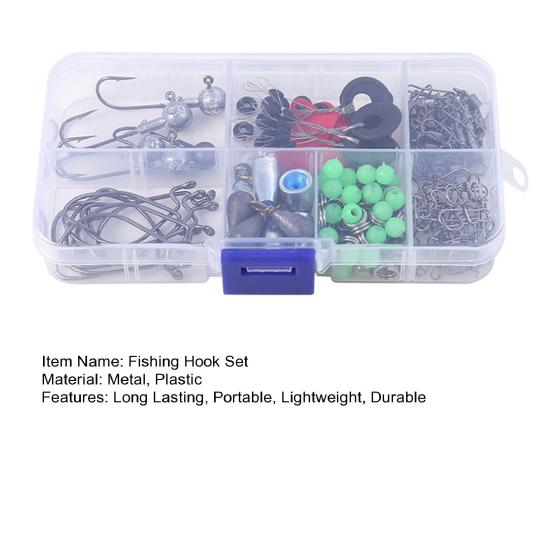 Fishing Weights Sinkers Fishing Hooks Set with Storage Box High Durability Rust Resistant Compact Portable Fishing Rig Kit