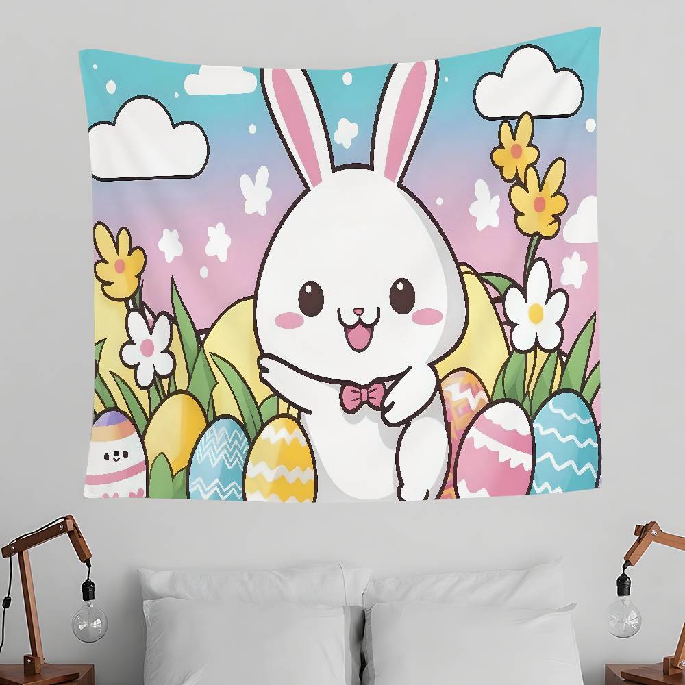Easter Bunny Tapestry Wall Hanging Tapestry Art Deco Blanket Curtain Hanging At Home Bedroom Living Room Decor