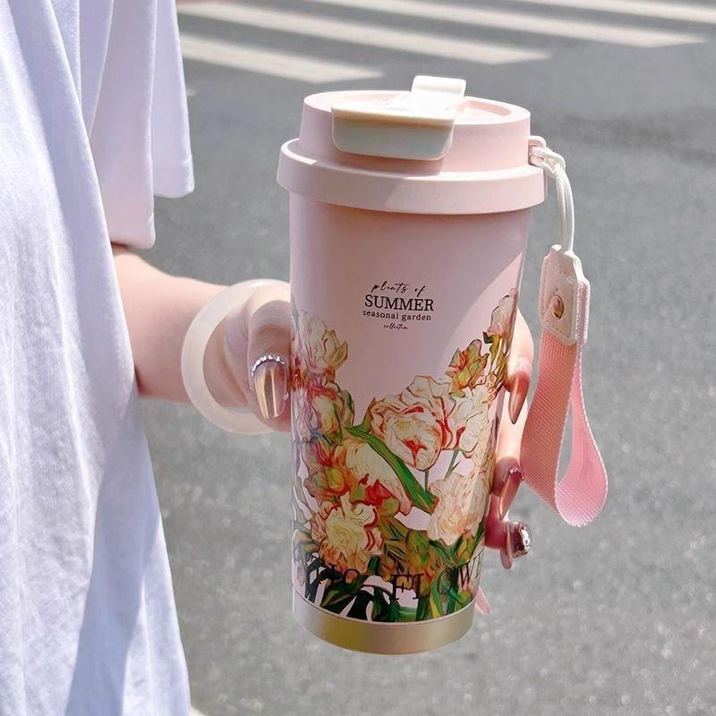 Insulated Travel Mug With Straw For Office And Outdoors 500ml Stainless Steel Durable Gift For Men Women