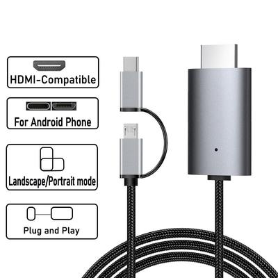 TYP C Lightning to HDMI-kompatibilný HDTV TV digitálny AV adaptérový kábel 1080P pre iPhone iPad Android telefón