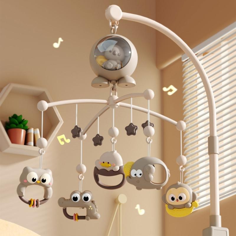 Infant Bedside Music Toy With Ceiling Light Show Auto Spin Mobile Built In Lullabies Wireless Remote For Newborns