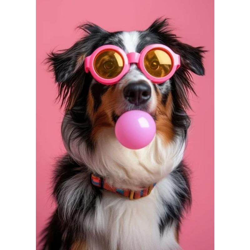 Zvířata Vtipné Tisky Pes Barevné Žvýkačkové Sluneční Brýle Plakát Samojed Francouzský Buldoček Malba na Plátno Nástěnné Umění Obrázek Domácí Dekorace