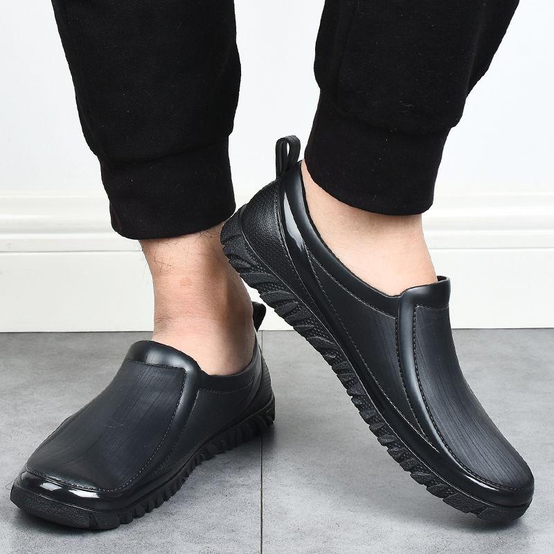 Waterproof, Anti Slip, Fashionable Low Top Rain Shoes for Men Fishing, Kitchen Construction Sites, and Rural Areas