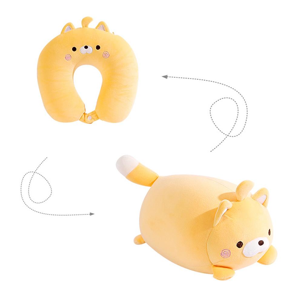 Perne de călătorie deformabile 2 în 1 în formă de U, adulți/copii, pinguini, pisici, pernă de călătorie în formă de animal, jucărie de pluș, pernă pentru gât