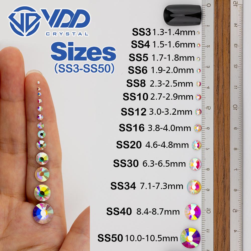 VDD 001 Crystal Non Hotfix Rhinestones SS3-SS50 DMC Flatback Applique Crystal Stones Nail Art Accessories Decoration Diy Crafts