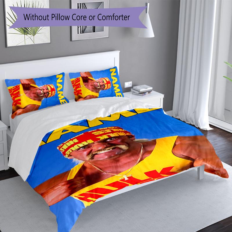 3pcs Custom Name Hulk Hogan Set,Includes 1 Duvet Cover and 2 Pillowcases,All-season Bedroom Decor