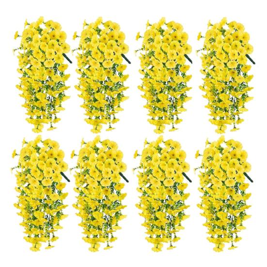 8Pcs Simulated Flowers 5 Forks 69 Purpose Outdoor UV Resistance Hanging Artificial Morning Glory Low Maintenance Plastic Flowers