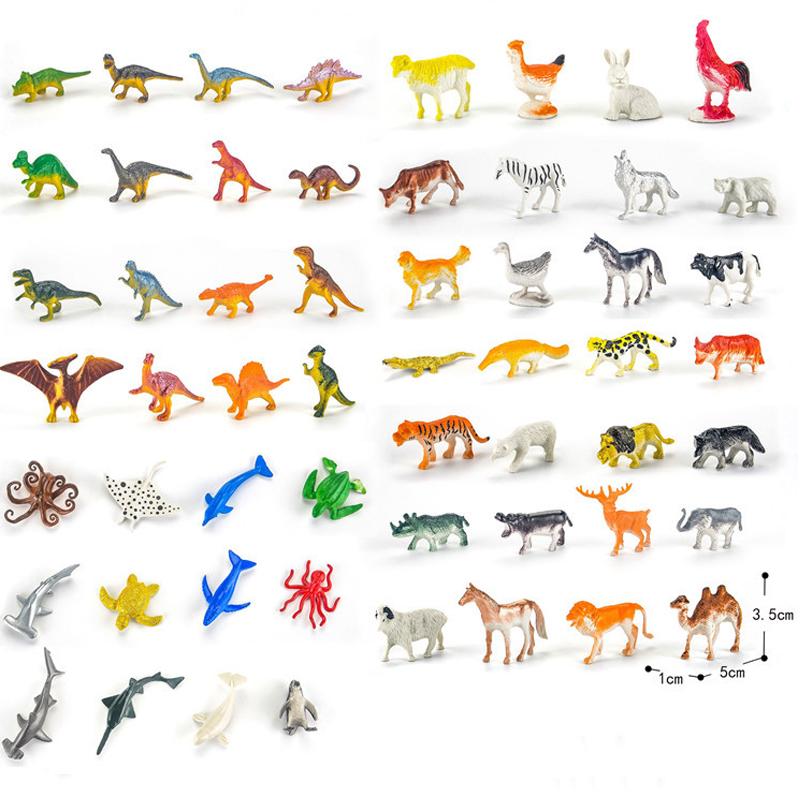 60Pcs/lot Realistic Mini Dinosaur Animals Solid Model Children's Educational Toy Small Simulation Animal Figures Kids Boys Toys