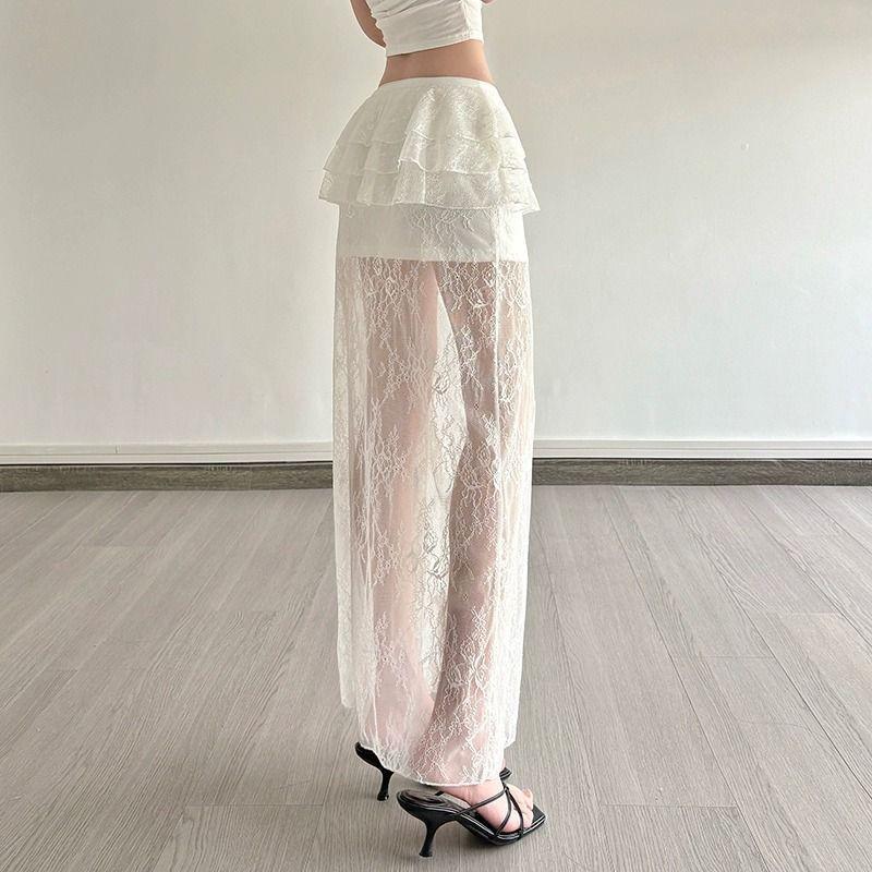 Women's Fashion Ruffled Lace Skirt - Versatile Two-Piece Style Cake Skirt