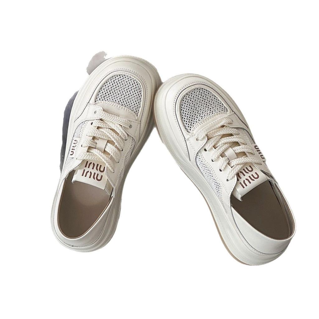 Korean Version Two-wear Shoes Versatile Mesh Little White Shoes Women's Shoes 2025 New Summer Board Shoes Breathable Casual Shoes