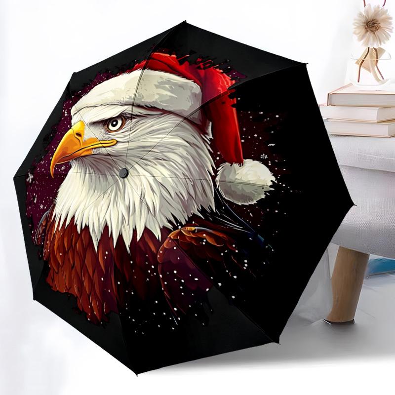 1pc Eagle Christmas Automatic Folding Umbrella - Compact 8-Rib Design, Durable Plastic & Iron, Lightweight for Outdoor Daily Use112