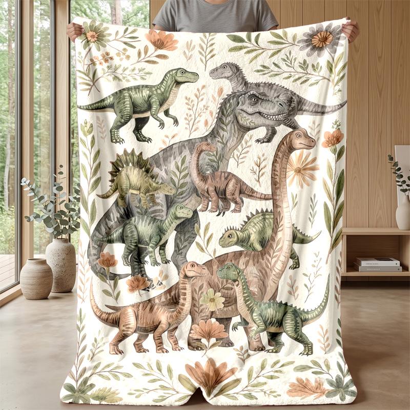 Pink Dinosaur Pattern Theme blanket Lightweight Warm Flannel Blanket Decorative Throw Blanket for Home Decoration