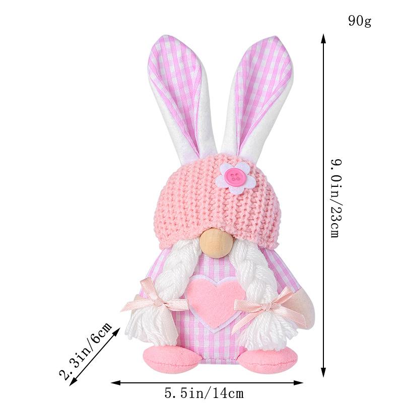 

Zhongran Easter Plaid Rabbit Ear Doll Prop Ornament Faceless Elderly Couple Doll Ornament D3-28 Plaid Rabbit Ear Doll Women s