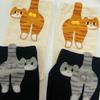 1/2Pair Cartoon Cute Cat Balls Cotton Socks Kawaii Lolita Knitting Socks Women Girls Middle Tube Sock Cat Butt Print Couple Sock