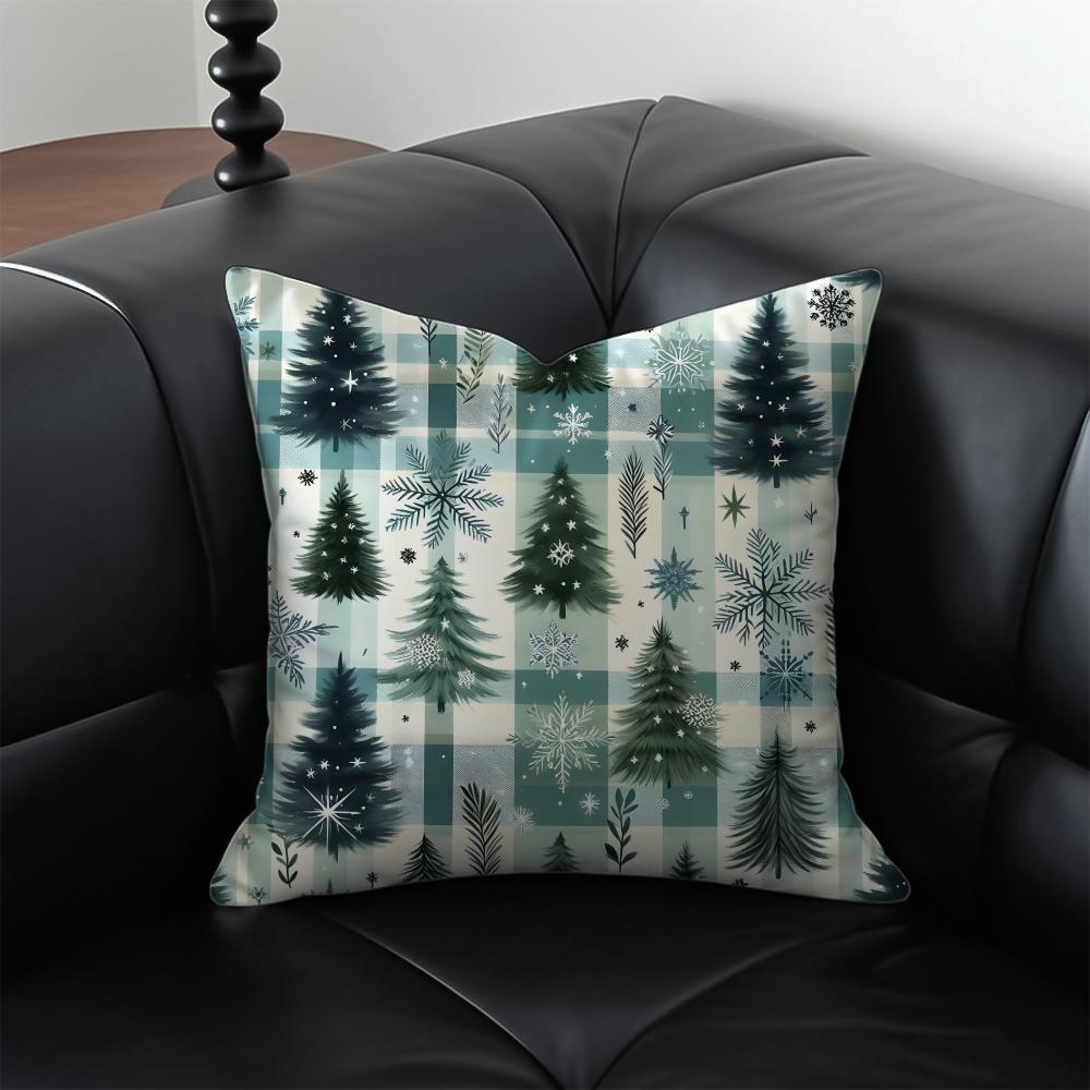 CChristmas Tree Cushion Cover Pillow Case Antidustmite Invisible Zipper Silky Plush Cushion