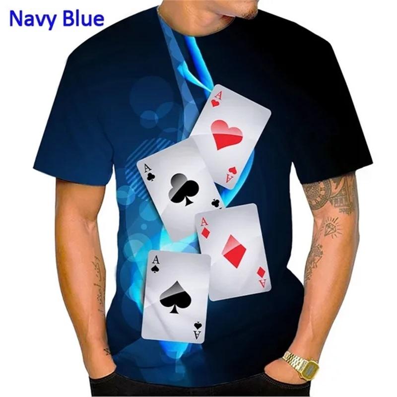 3D Print Playing Cards Pattern T-Shirts Personality Casual Round Neck Short Sleeves Hip Hop Men's T-shirts