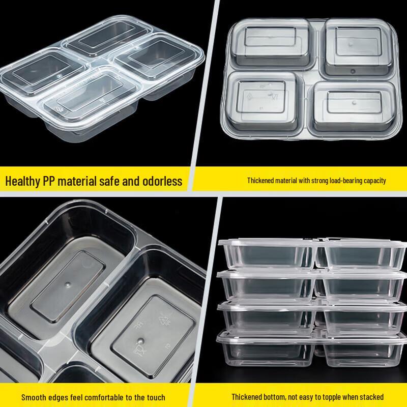 Disposable 4-Compartment Rectangular Food Container