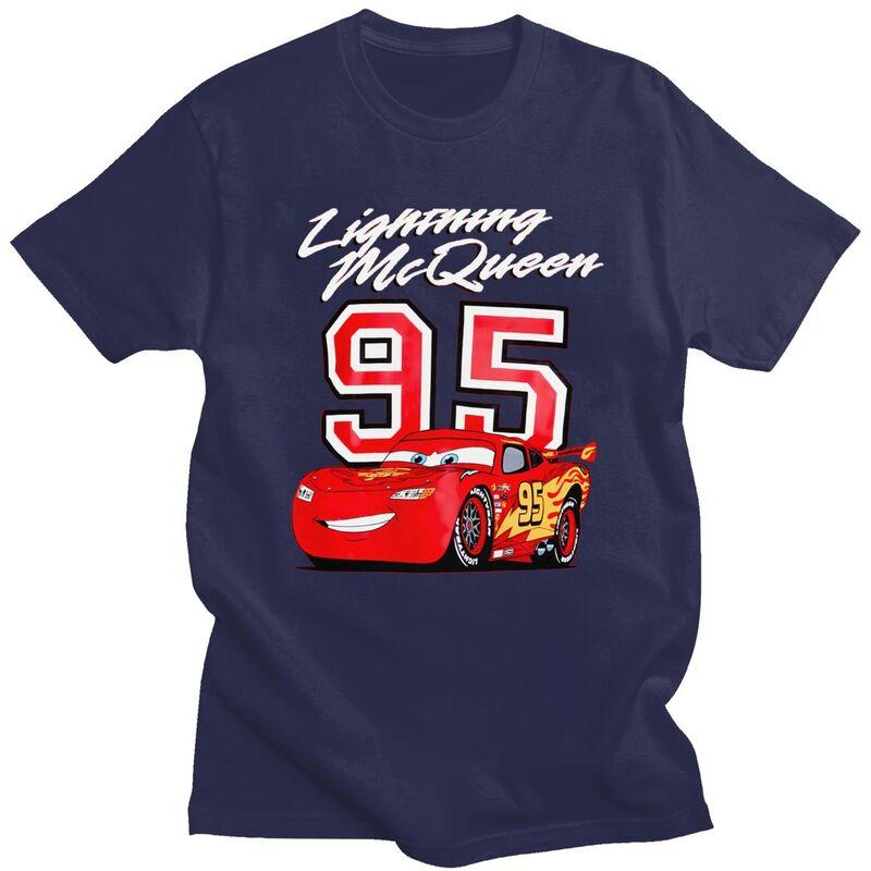 Custom Lightning McQueen T Shirt Men Tshirt Casual Tees Car Cartoon T-shirt Loose Fit Clothing Gift
