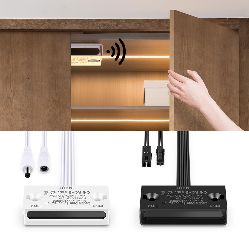24V 12V DC Light Switch Double Door Open Control Motion Sensor Switch for Closet Cabinet LED Strip DC or Dupont Interface