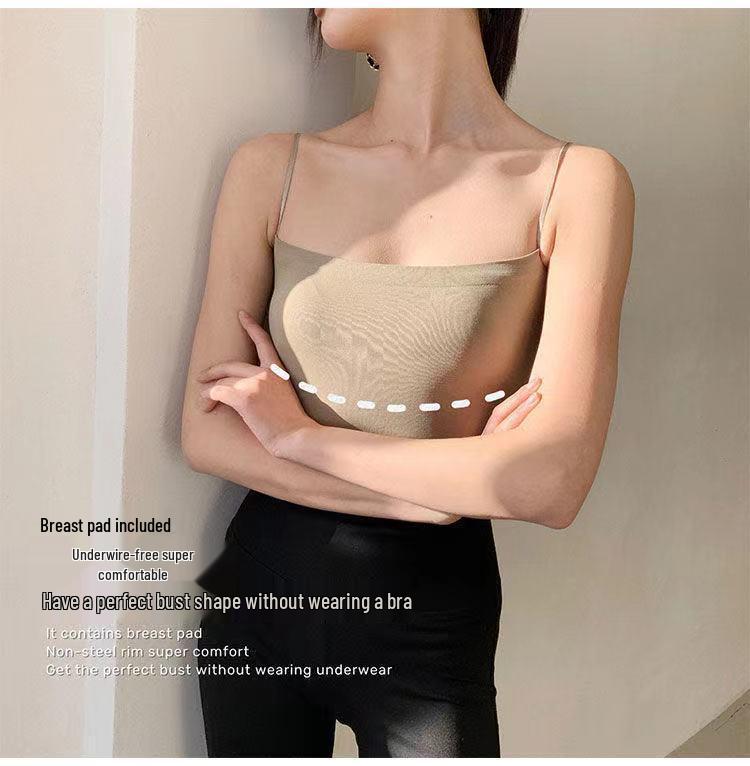 Women's Slimming Spaghetti Strap Camisole with Built-In Bra 